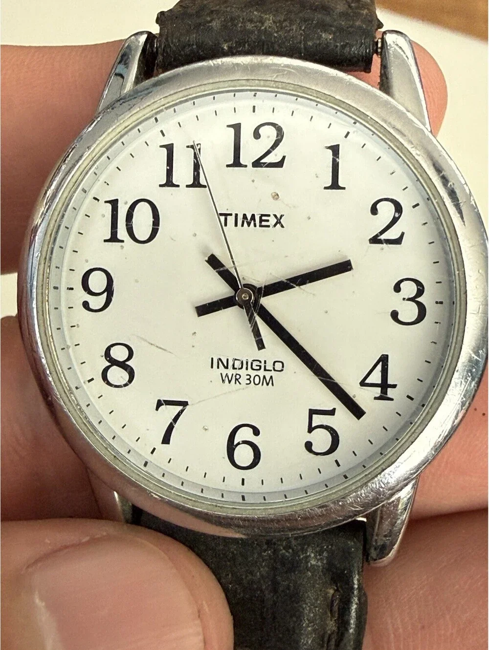 Vintage Timex Indiglo WR30M White Dial Backlight , ( Untested ) Looks Ok